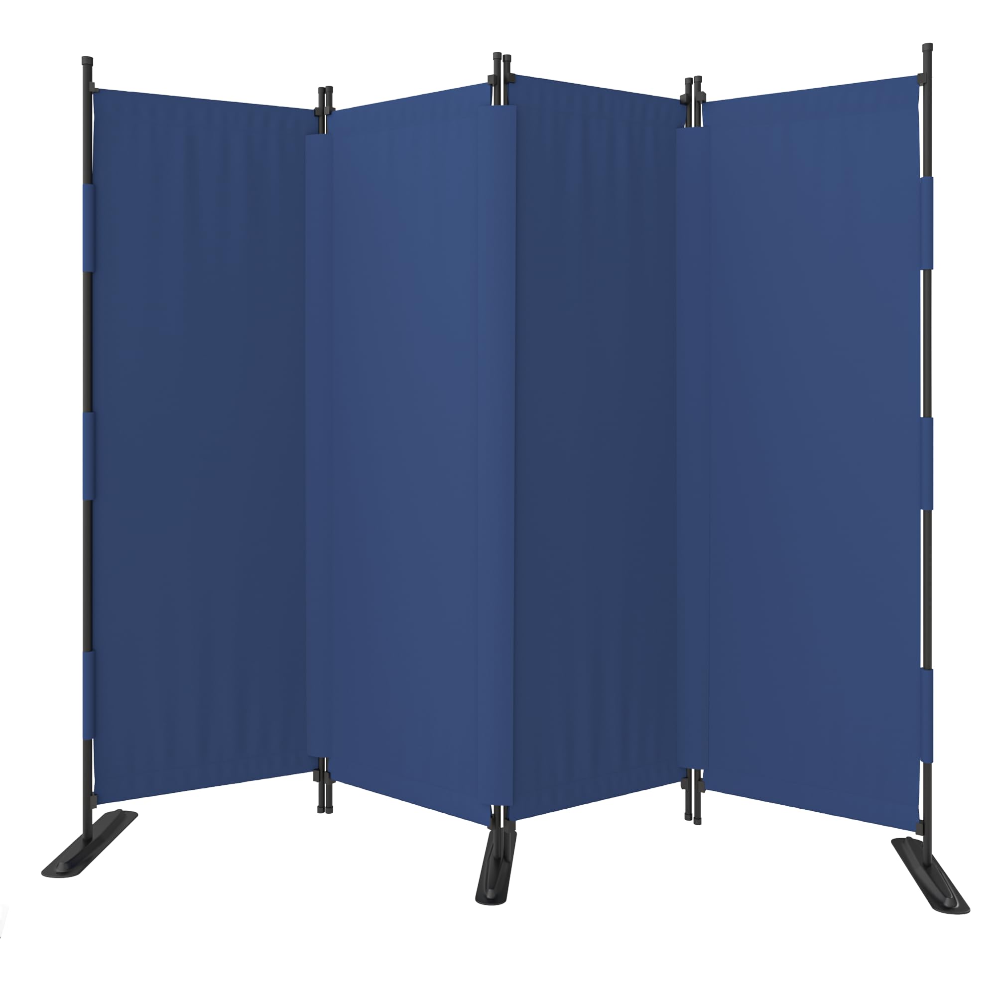 Cloison de séparation pliable à 4 panneaux, séparation très secrète de 223,5 cm avec 3 pieds en métal, séparateur mural léger et autonome pour chambre à coucher (bleu)