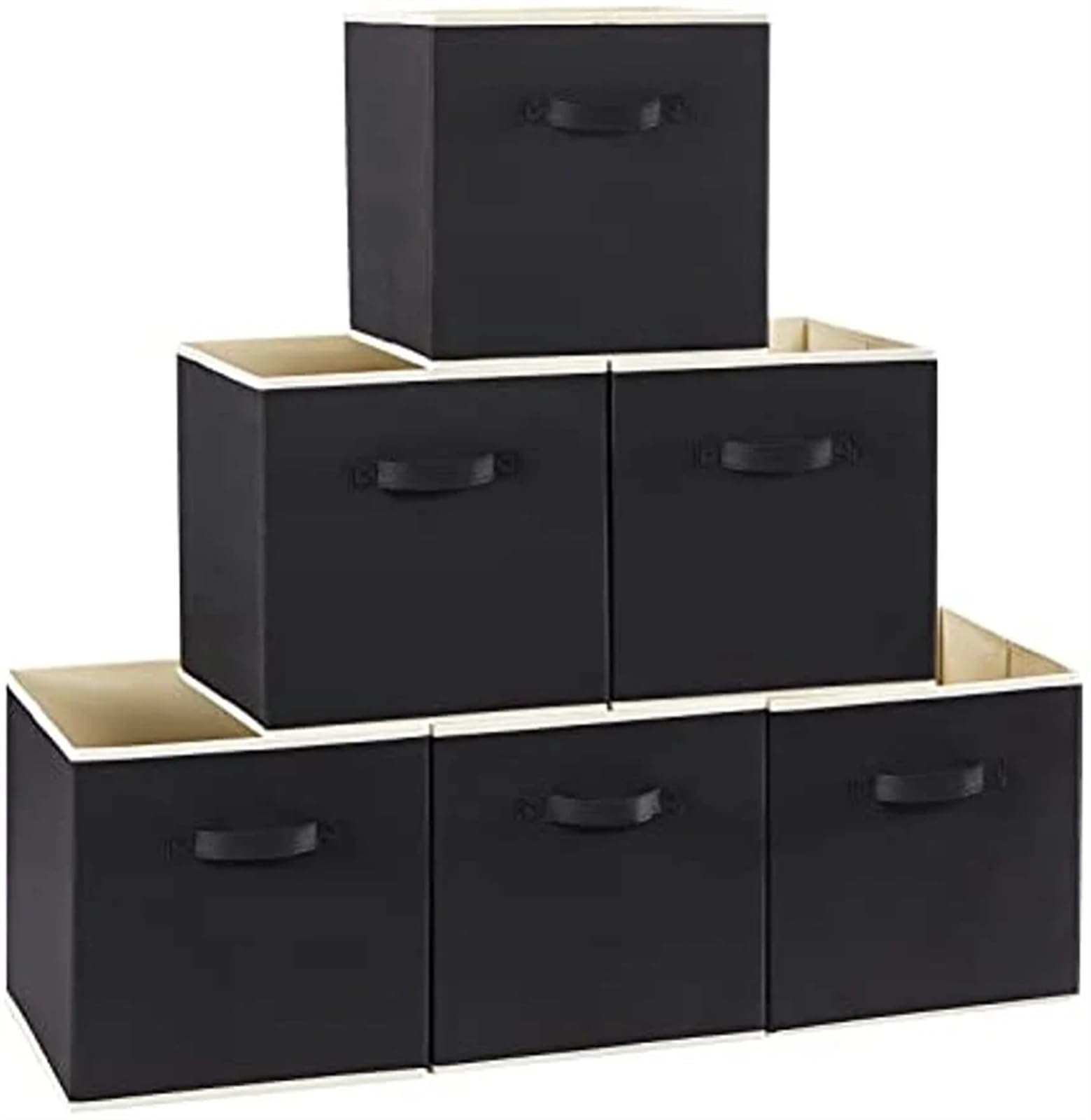 EWUHYFP Collapsible Storage Box 6PCS Collapsible Storage Cubes 11 Inch Foldable Fabric Bins Organizers Decorative Organizing Baskets(Black-medium)