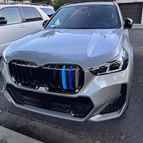Image of x xotic tech Iconic 3-color Tri Grille Insert Trims Strips, Front Center Kidney Grilles Compatible with BMW X1 U11 iX1 2023 2024 2025(5-Beams Standard Grill)