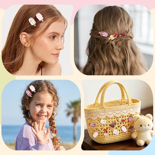 10 piezas pinzas mini helado para cabello niña miniatura 5