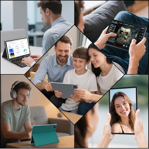 Image of Android 15 Tablet with Keyboard, 26GB RAM, 256GB ROM(2TB Expand), 10.1 inch Octa-Core Tablets, 5G /2.4G WiFi, 8000mAh Battery, BT 5.0, GMS Certified, with Mouse, Case, Stylus, Split screen(Silver Case)
