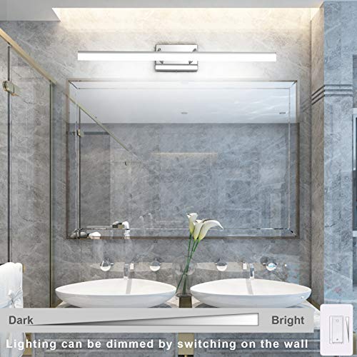 Image of Aipsun 31.5in Dimmable Modern LED Vanity Lights for Bathroom Light Fixtures Over Mirror Chrome Adjustable Bath Lighting(White Light)