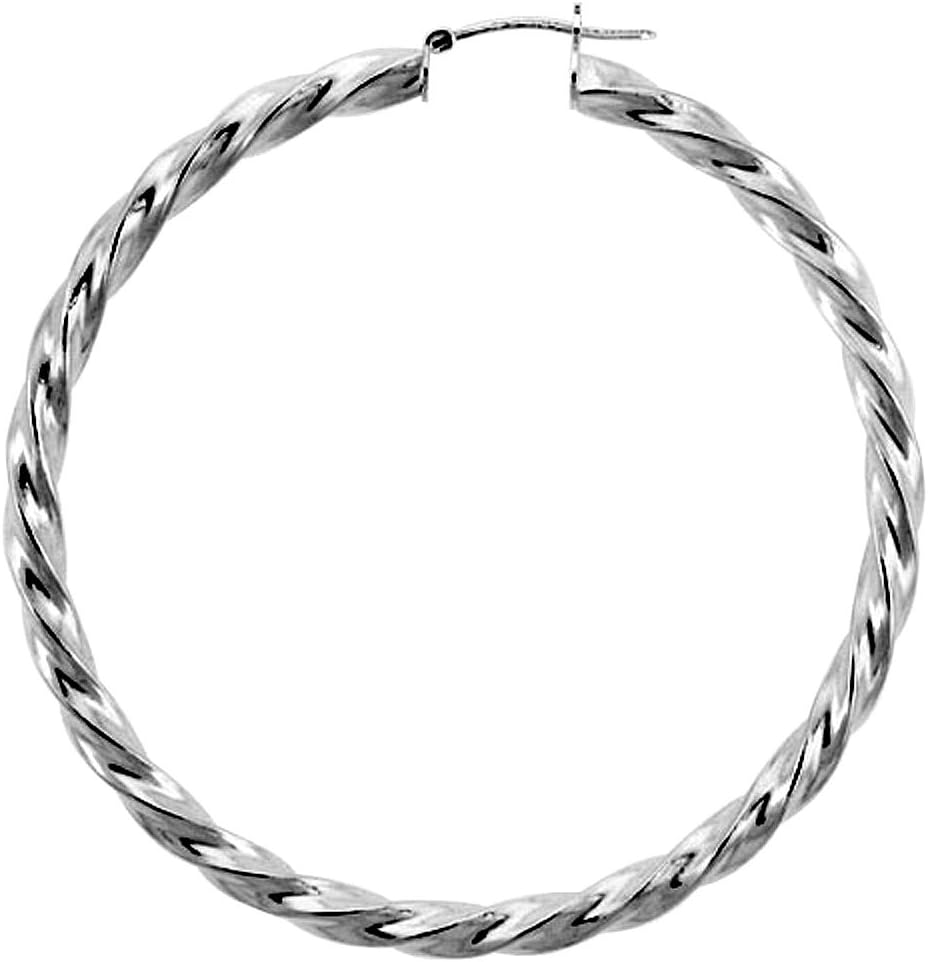4mm Sterling Silver Square Tube Twisted Hoop Earrings for Women Click Top Assorted Sizes Italy
