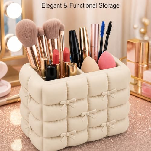 Image of Make up organizer, Pen stand for table, makeup organizer, pen holder for desk, pencil holder, office desk organizer, makeup holder for women (3 Compartme)