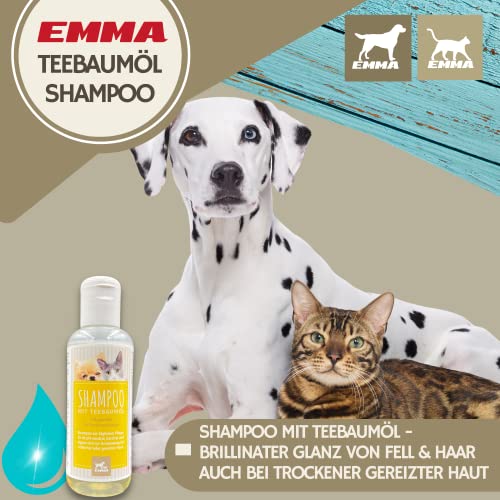 Tea Tree Shampoo Hund Katzen 250ml – mildes Hundeshampoo mit Teebaumöl pH-neutral I Glanzshampoo für Fell & Langhaar I Katzenshampoo für empfindliche Haut & Juckreiz I Fellpflege für Hund & Katze