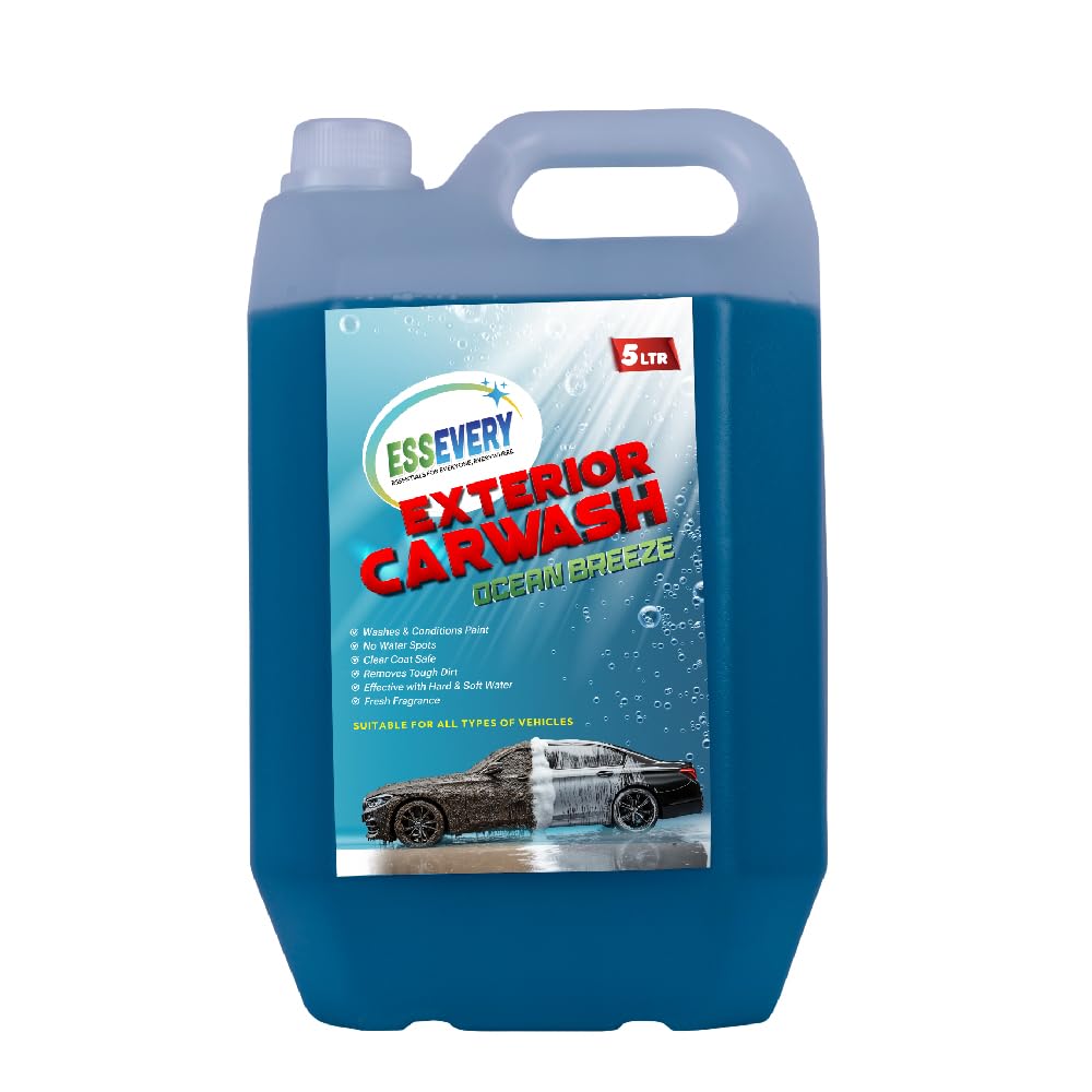 EssEvery Exterior Car Wash Cleaner | Ocean Breeze Fragrance | car washing shampoo Safe for All Vehicles | 5 Litre