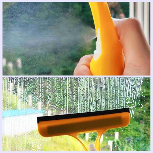 Image of 3pcs 3 in 1 Window Cleaning Scraper, 3 in 1 WindowSqueegee Cleaner,Window Squeegee with Spray, for Windows,Car Windshields,Bathrooms,Kitchens,Tiles,etc,All-Purpose Window Cleaner Tool