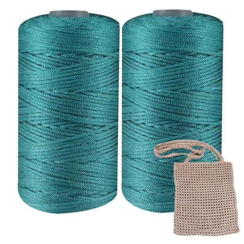 2 Rollos Cuerda De Nailón - De Crochet, 2 Piezas De Seda De Hielo Crochet Y Abalorios | Cordón Exterior Resistente | Ideal para Bolsos, Bisutería Y Proyectos (Fino Algodón Hielo)