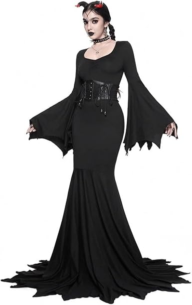 OIOLOYJM Morticia Addams Costume Women Renaissance Medieval Sexy Witch Vampire Gothic Halloween Costumes Woman 2025 Dresses