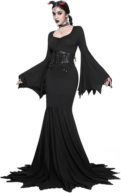 OIOLOYJM Morticia Addams Costume Women Renaissance Medieval Sexy Witch Vampire Gothic Halloween Costumes Woman 2025 Dresses