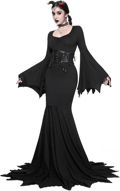 OIOLOYJM Morticia Addams Costume Women Renaissance Medieval Sexy Witch Vampire Gothic Halloween Costumes Woman 2025 Dresses