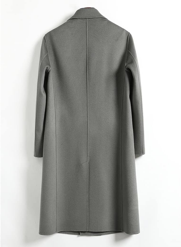 Double-Sided Cashmere Coat Autumn and Winter Double-Breasted Knee-Length Double-Sided Tweed Tweed Jacket(L Code)