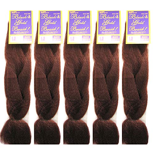 Bng Classic Braiding Hair 25 Inch 100% Kanekalon Jumbo Synthetic Bulk Braiding Hair Extensions For Goddess, Box Braids, Twists, Faux Locs, Crochet Braids 5 Pack (Color #350) #TOP30