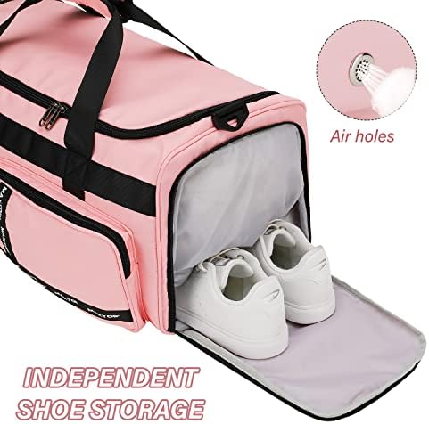 MAXTOP Travel Duffel Bag Large Sports Gym Bags with Shoes Compartment for Men Women Weekender Overnight Bag Pink 4 MAXTOP Travel Duffel Bag Large Sports Gym Bags with Shoes Compartment for Men Women Weekender Overnight Bag Pink