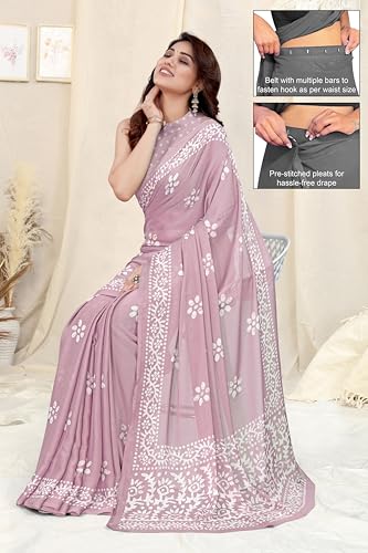 Image of MIRCHI FASHION Women's Ready to Wear 1 Minute Drape Chiffon Printed Saree with Blouse Piece