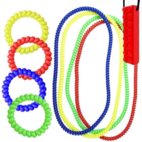 Sensory Chew Bracelet and Necklace for Boys and Girls - (8pcs) Combo Pack - Autism Chew Bracelet and Necklace - Fidget Chew Toys for Sensory Kids - Chewlery Bracelets - Necklaces by Everyday Educate Cover
