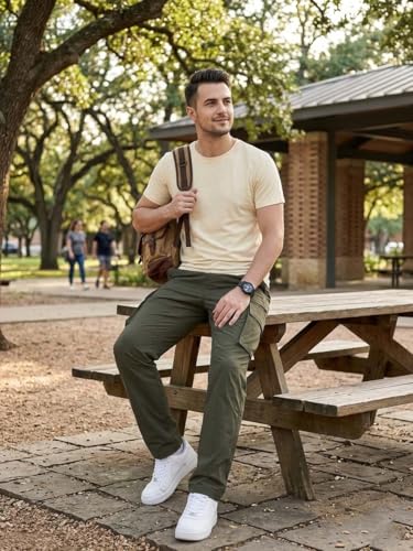 Image of Leriya Fashion Men's Cargo Pants | Multi Pocket Cotton Cargo Joggers for Men | Loose Fit Stylish Pant with Pockets | Casual Baggy Trousers & Streetwear Lower