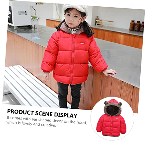 1pc Fleece Coat Thickened Coat for Kids Coat for Boys Kids Puffer down Coat Sweater Coat Hooded Fleece2