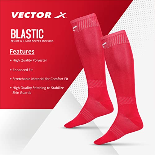 Image of Vector X High Knee Length Football Stockings| Polyester Stretchable Material|For Men & Women, Unisex|Soccer Socks|Superior Grip For Shin Guard, Anti Slip Blister Protection Anti Odour