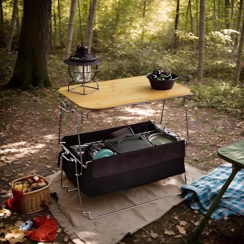 Table camping pliable bois support ordinateur portable lit cuisine - 6