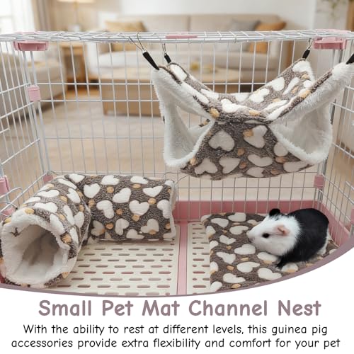 MDPUTY 3 Stück Ratten Hängematte, Meerschweinchen Hängematte Set Doppelschicht Hängende Kleintierbetten Kleintier Hängetunnel Haustiere Käfig Zubehör für Hamster Zuckergleiter