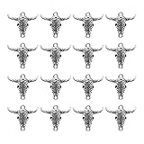 Honbay 50PCS Alloy Cow Charms Pendant Western Cattle Head Charms for Earring Necklace Bracelet Keychain Jewelry Craft Making