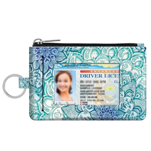 Image of Fintie Zip ID Case Card Holder, Slim Coin Purse Wallet RFID Blocking Change Pouch with Key Chain, Assorted /Multicolor, Small, Zip Id Case