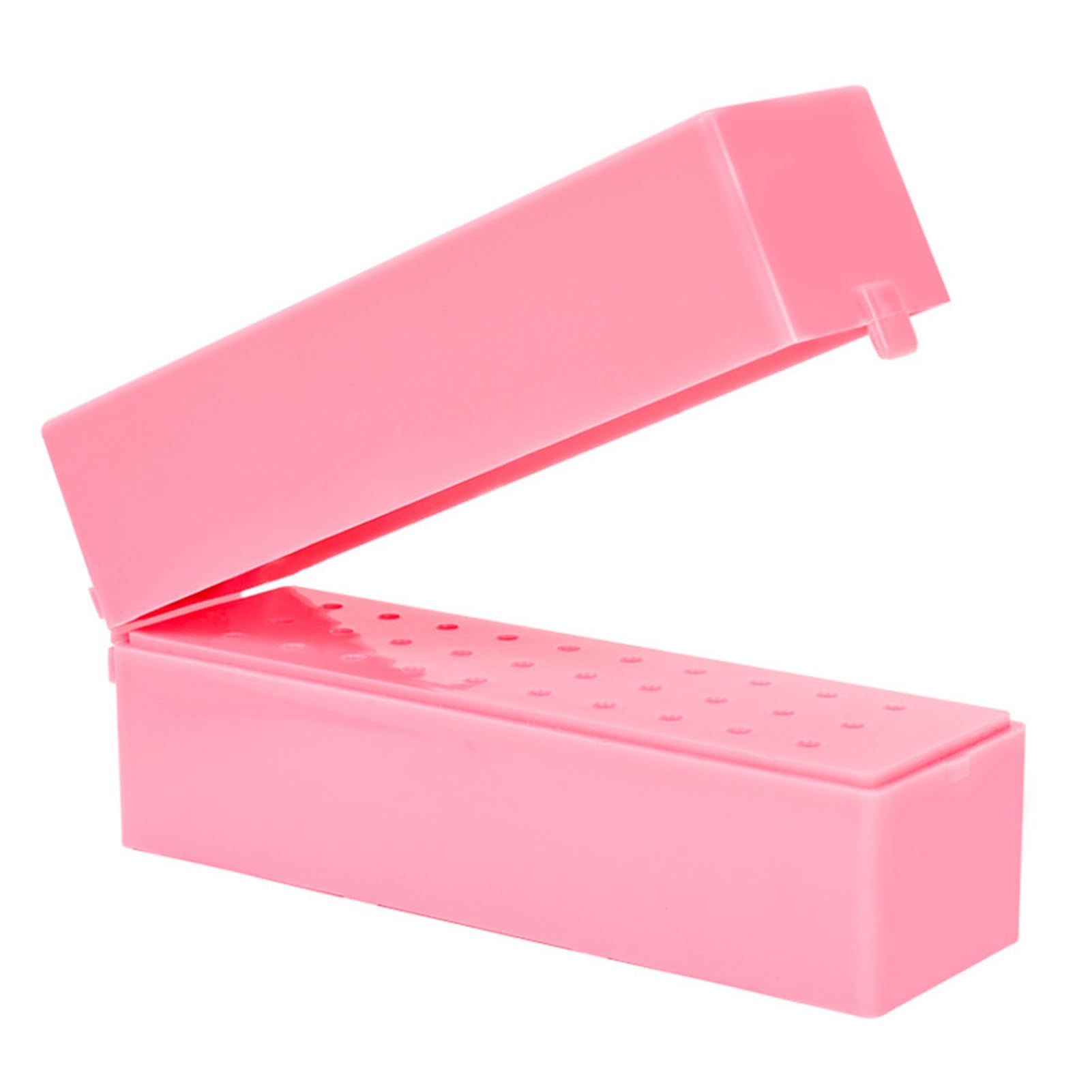 Cryfokt 30 Hole Dustproof Nail Drill Bits Holder Organizer for Manicure Tools Storage ABS Material (Pink)