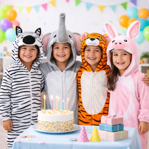 Image of Raj Costume Animal Fancy Dress Costume for Boys & Girls | Hooded Full Body Wildlife Zoo Animal Jumpsuit | Soft Costume for School Function, Fancy Dress, Halloween, Birthday, Cosplay & Role Play