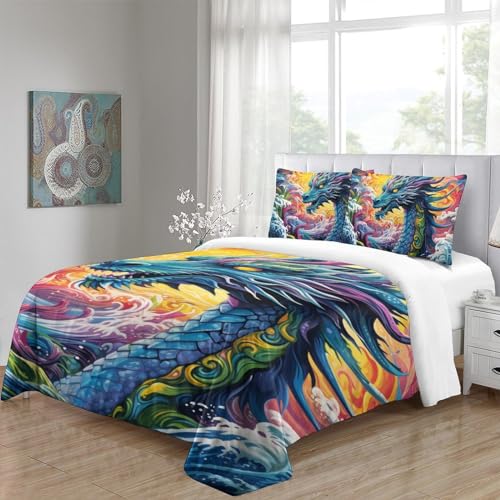 Housse de couette dragon avec impression 3D relief en microfibre douce double - 5