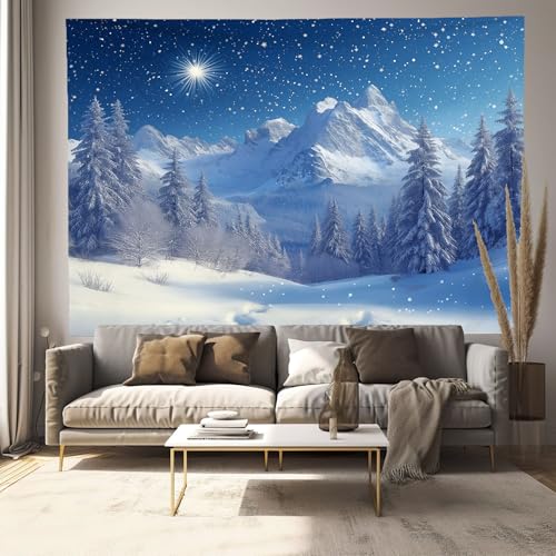Couverture tenture murale montagnes enneigées pour habiller un mur vide