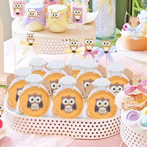 15 Pack Owl Mini Coin Purse with Keyrings for Woodland Animals Birthday Party, Owl Themed Goodie Bag Stuffer, Present for Friends, Creative Souvenirs, Khaki4