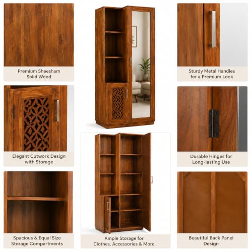 Image of The Attic Eleganza Dressing Table for Bedroom|Solid Wood|Honey Matt Finish