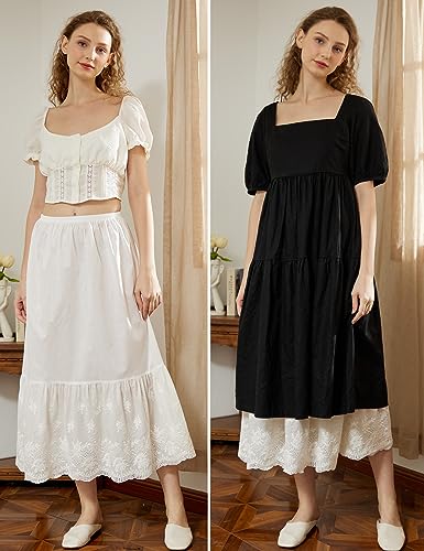 Image of BEAUTELICATE Half Slip Skirt Extender 100% Cotton Vintage Underskirt with Lace Embroidery