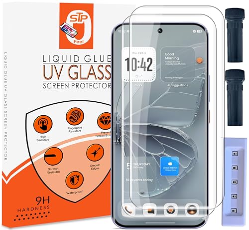 Image of STP FEEL Advanced UV Tempered Glass Screen Protector Guard Compatible For Tecno Pova Curve 2 5G (6.78 Inch, Pack of 2) Full Adhesive UV Curved Case Friendly HD Clarity with easy installation kit