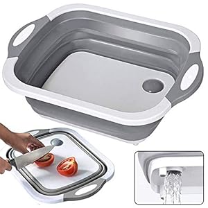 Opvouwbare snijplanken,Multifunctionele siliconen opvouwbare snijplank met afvoerstekker, voedselzeef bekken opbergmand…