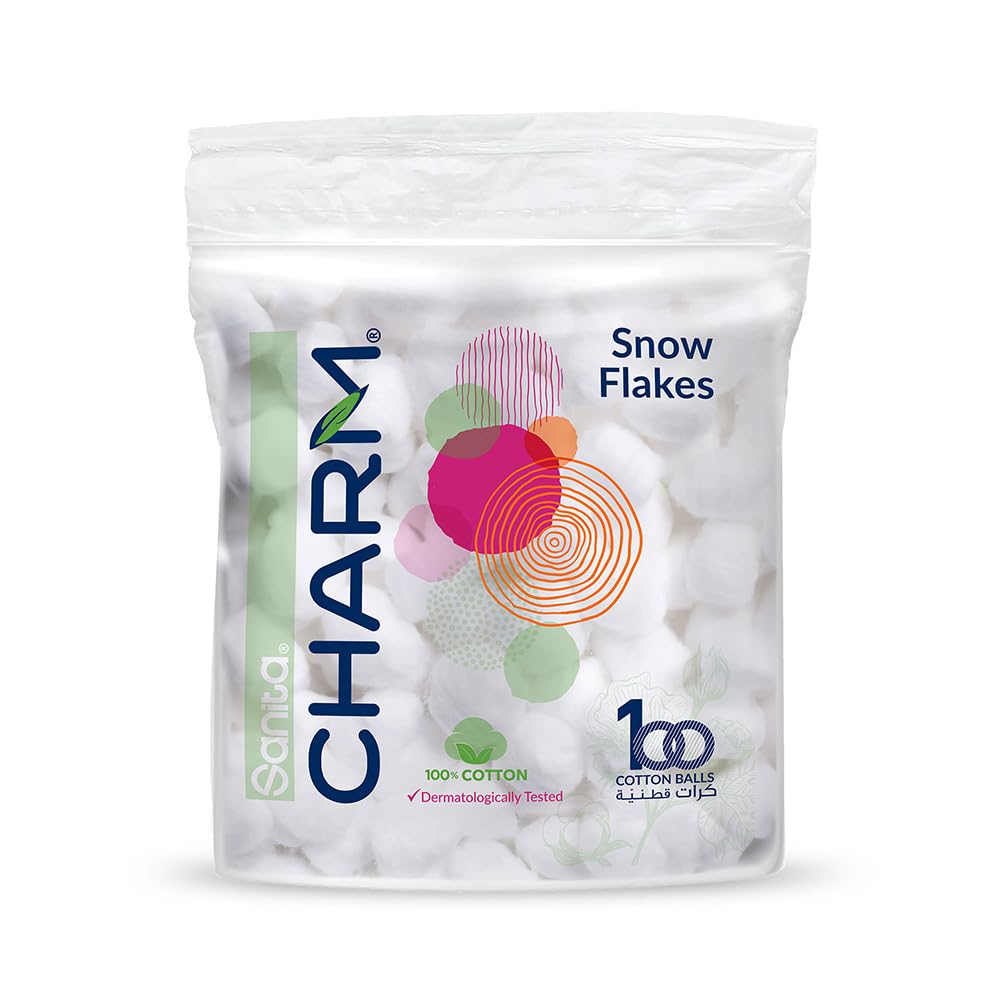 Sanita Charm 100% Cotton Balls, 100 White Balls