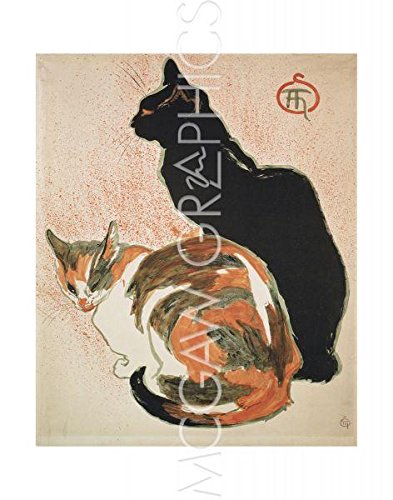 Bruce McGaw Graphics Two Cats 1894, Theophile Alexandre Steinlen, Wall Art Print Poster, Paper Size 14" x 11" Image Size 11" x 9"