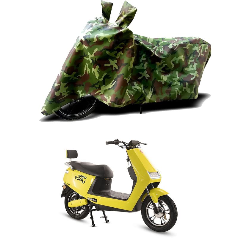 Image of 100% Water Resistant Bike Scooty Two Wheeler Body Cover Compatible for Hero Electric Eddy /UV-Rays /Heat Protection /Birds Dropping /Scratchproof /Dust Proof /Waterproof /All Varient[Green MJ]