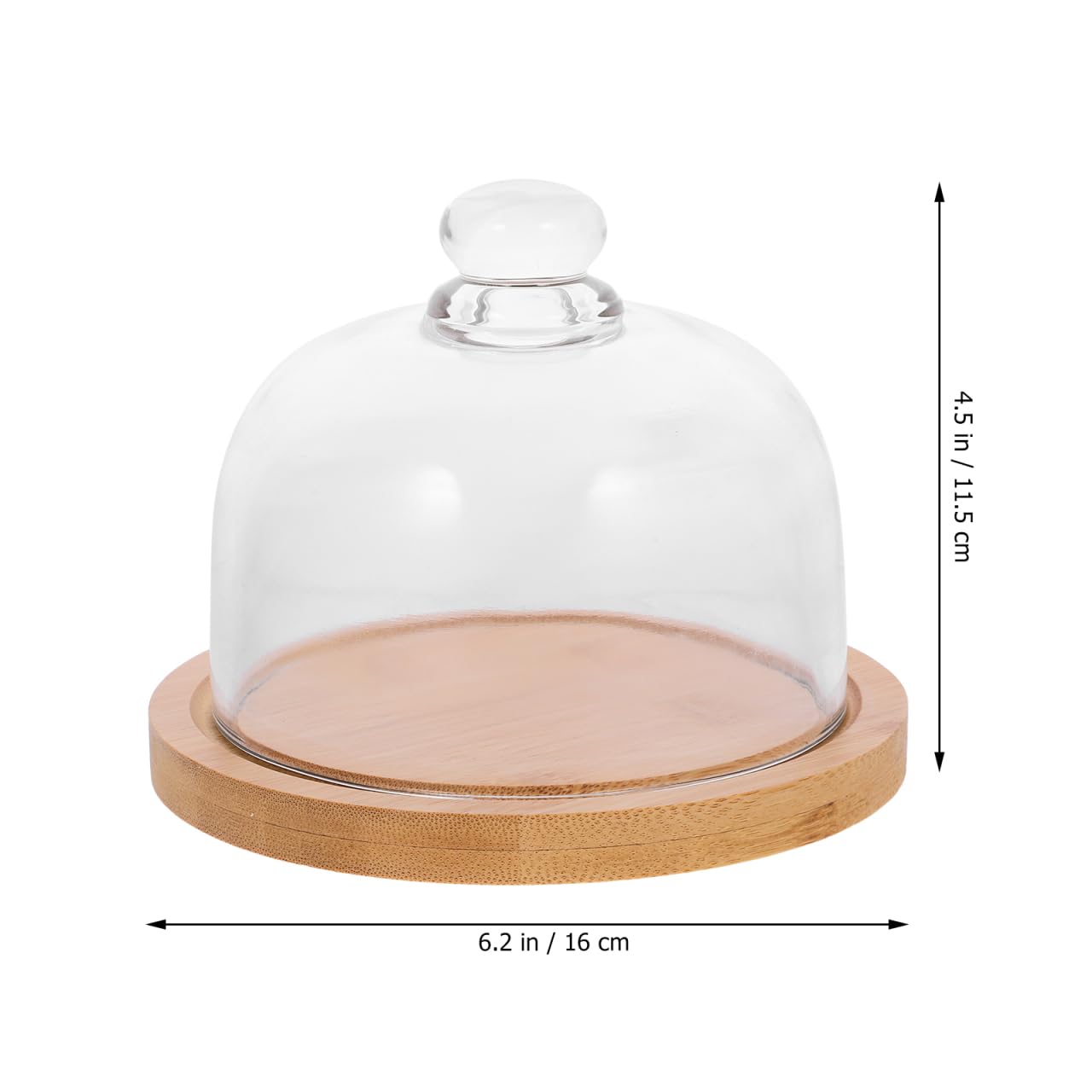 DOITOOL 1 Juego de cúpula de Vidrio con Base de Madera Mini Soporte para Tartas de Vidrio cúpula Cloche Cubierta de Transparente para Postre Queso, Dulces y Plantas suculentas
