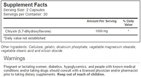Vitacost Synergy Chrysin (5, 7 - dihydroxyflavone) -- 1000 mg per serving - 60 Capsules - Image 2
