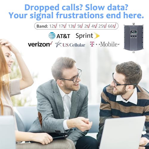 Image of Cell Phone Booster for Home Office with 2 Indoor Antennas| Boosts 5G & 4G LTE | Cell Phone Signal Booster for All U.S. Carriers with Band 2 /4 /5 /12 /13 /17 /25 /66| Up to 8000 Sq.Ft | | FCC Approved