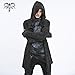 Men’s Gothic Punk Hooded Cardigan with Swirl Pattern Chain Decorations Long Shawl Collar Coat Asymmetrical Hem Cloak Premium Draped Fabric Versatile Edgy Fashion Outerwear