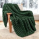 Whale Flotilla Throw Blanket for Couch with Jacquard Pattern, Fuzzy Soft Cozy Exquisite Blankets for All Season, Warm and Fluffy, 50x60 Inch, Emerald Green