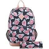 Eastsport Dome Classic Travel Daypack Backpack Bookbag Bag with Accessory Pouch, Blush/Rose Print