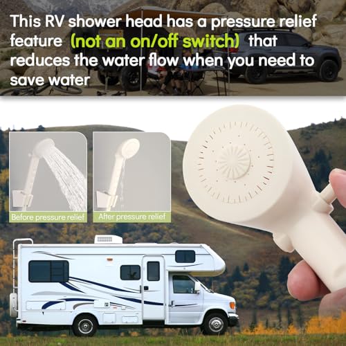 Image of RV Shower Faucet with Hose and Head, RV Outdoor Shower Kits, RV Tub Faucet with Shower Diverter Outdoor Shower Kit Fits for RV /Campers,Travel Trailer,Motorhome (Shower Faucet Kit, Milky White)