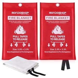 Fire Blankets Emergency for Kitchen Home – Emergency Fire Retardant Blanket for Home Fireproof Blanket for Camping, Grill, Car, Office, Warehouse, School, Picnic, Fireplace