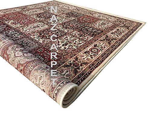 Image of Kashmiri Traditional Woollen Carpet with Advanced 1 Inch Thickness & Classical Look 120x180cm (4x6 Feet) Color Ivory