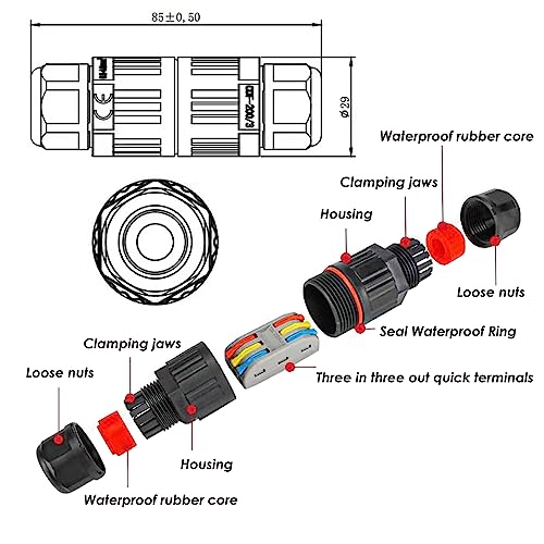 andefu 4Pcs 3-pin IP68 Outdoor Waterproof Junction Box Cable Connector/Quick Terminal (Waterproof up to 4 Meters), ferrous by andefu - Image 4