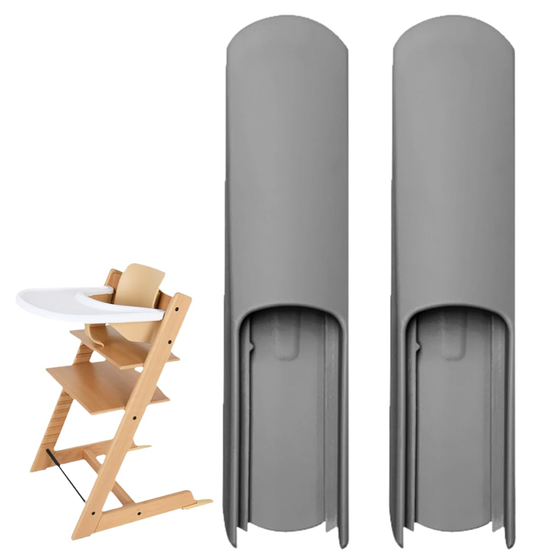 EUYRVAW Extended Glider Set Compatible For Stokke Tripp Trapp Highchair, Extension Pad For Tripp Trapp Models After May 2006,2 Pieces (Gray,B)